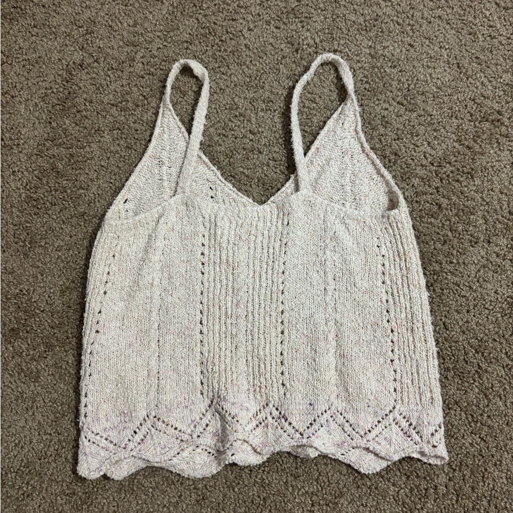 Anthropologie V-Neck Pointelle Sweater Tank ivory Size Small - Picture 6 of 6